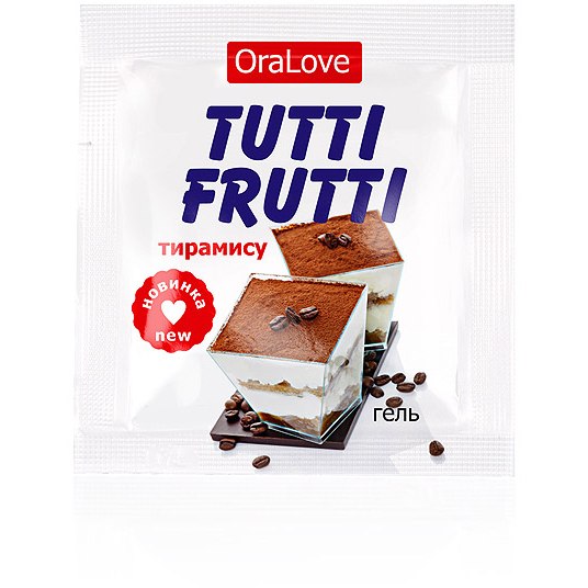 Съедобная гель-смазка «Tutti Frutti OraLove» для орального секса со вкусом тирамису, одноразовая упаковка 4 мл, Биоритм LB-30016t, 4 мл.