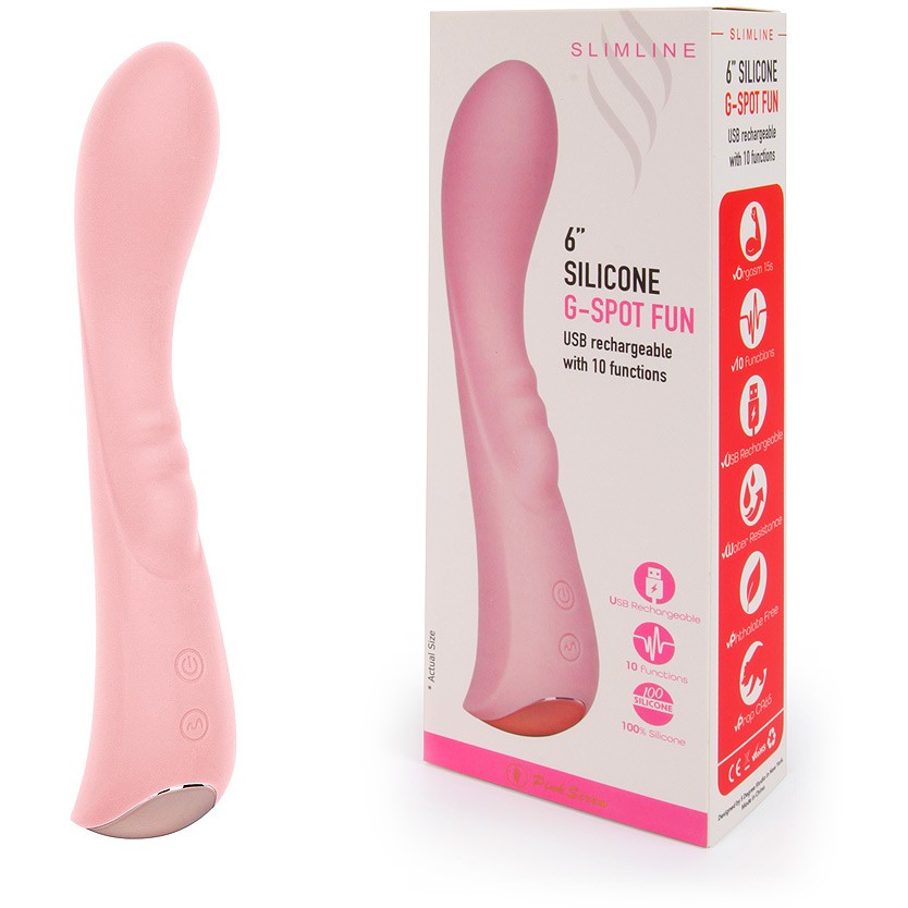 Вибромассажер «6Silicone G-Spot Fun», цвет розовый, Erokay MK-8601 BBPK, длина 19.1 см.