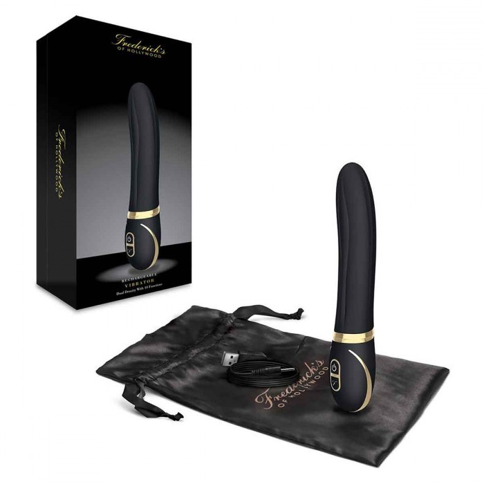 Стильный мультискоростной вибратор «Rechargeable Vibrator», цвет черный, Fredericks of Hollywood FOH-010BLK, длина 22 см.