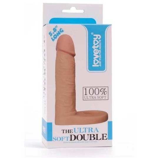 Насадка на пенис «The Ultra Soft Double 5.8» цвет телесный, Lovetoy LV1121, длина 14.7 см.