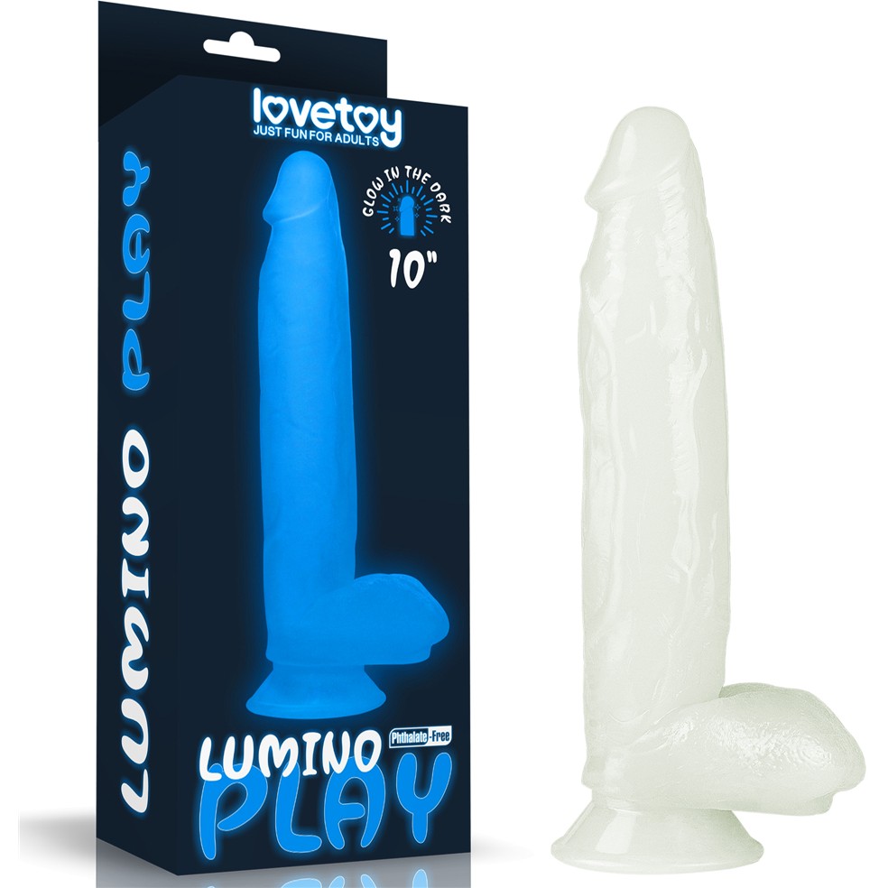 Светящийся в темноте фаллоимитатор «Lumino Play Dildo», цвет прозрачный, LoveToy LV319023, длина 26 см.