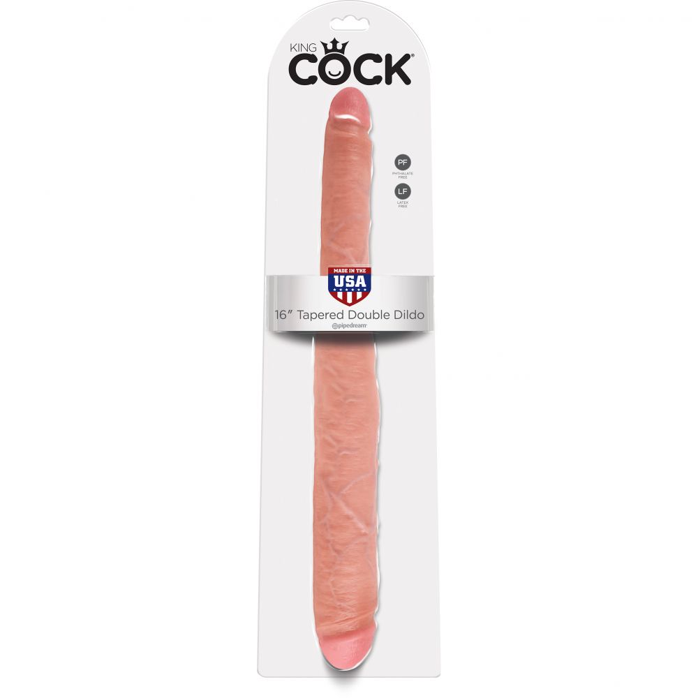 Двусторонний реалистичный фаллоимитатор King Cock «16 Tapered Double Dildo», цвет телесный, PipeDream PD5517-21, длина 40.6 см.