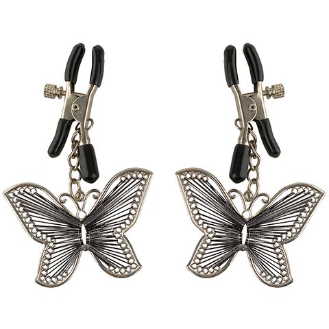 Зажимы на соски Fetish Fantasy Series «Butterfly Nipple Clamps», цвет серебристый, PipeDream PD3613-00, длина 12 см.