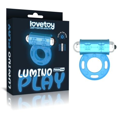 Светящееся в темноте эрекционное виброкольцо «Lumino Play Vibrating Penis Ring», цвет голубой, LoveToy LV343215, длина 5.8 см.