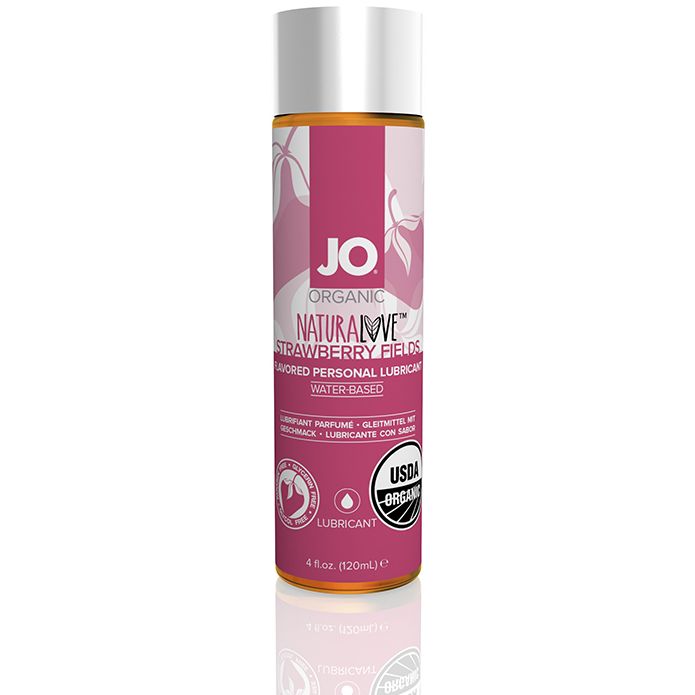 Лубрикант Для орального и классического секса «JO Naturlove USDA Organic Lubricant - Strawberry» со вкусом клубники, цвет прозрачный, объем 120 мл, System JO JO44002, 120 мл.