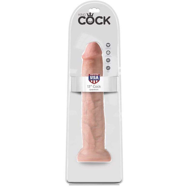 Фаллос-гигант на присоске «King Cock 13 Cock Flesh», цвет телесный, PipeDream 5539-21 PD, длина 33 см.