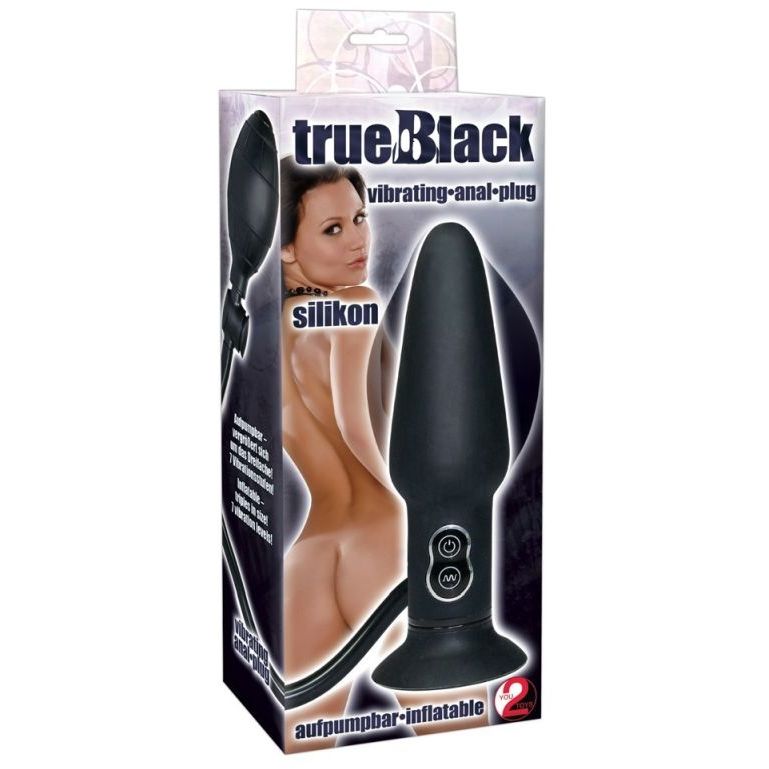 Анальный вибратор с функцией расширения «True Black Vibrating Butt Plug», цвет черный, You 2 Toys 0574600, длина 17 см.