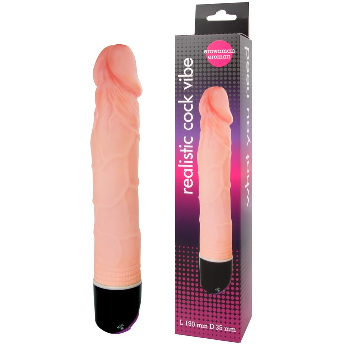 Фаллоимитатор с ротацией и вибрацией «Realistic Cock Vibe», цвет телесный, Bior Toys EE-10061, длина 23.5 см.