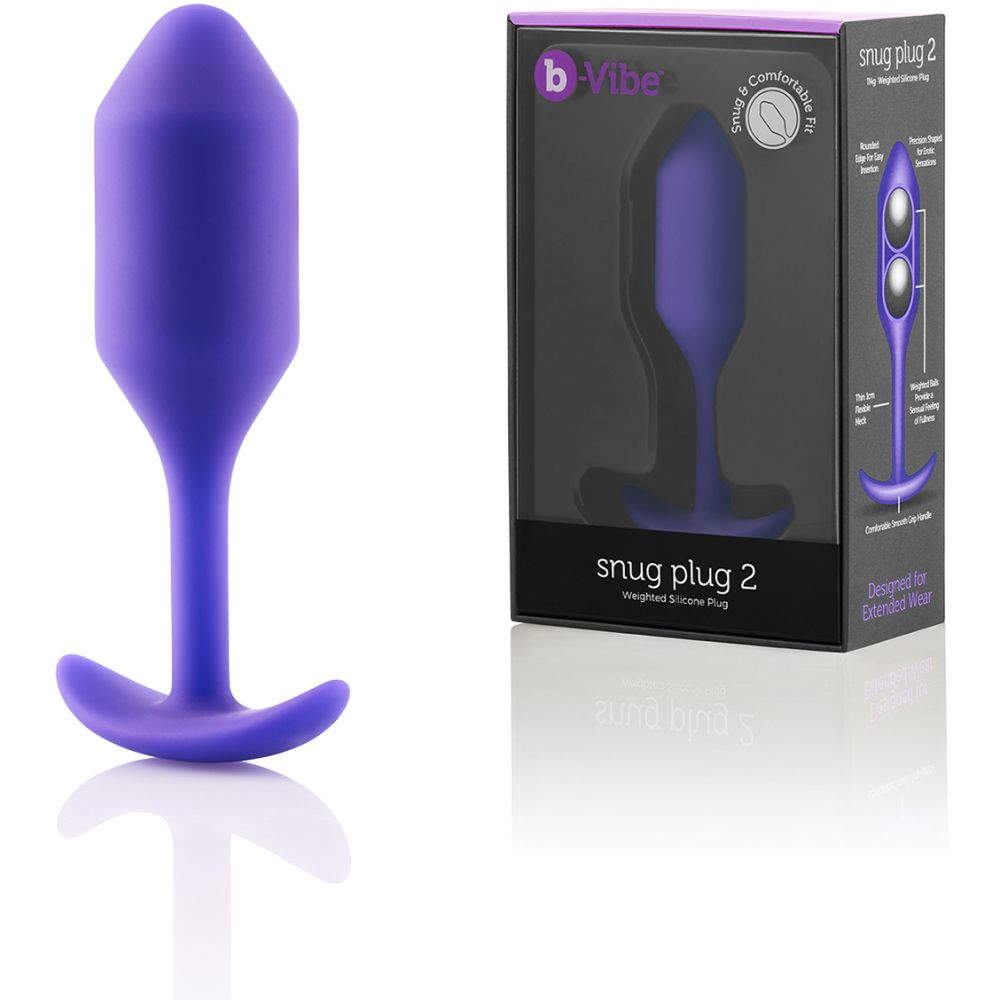 Профессиональная пробка для ношения «B-vibe Snug Plug 2», цвет фиолетовый, BV-008-PUR, длина 10 см.