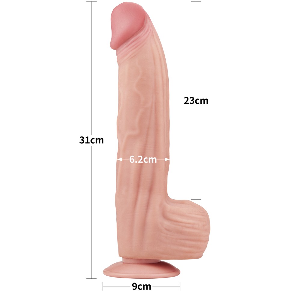 Фаллоимитатор для фистинга «Sling-Skin Dong 12 - King Sized» на присоске с мошонкой, LoveToy LV317052, длина 31 см.