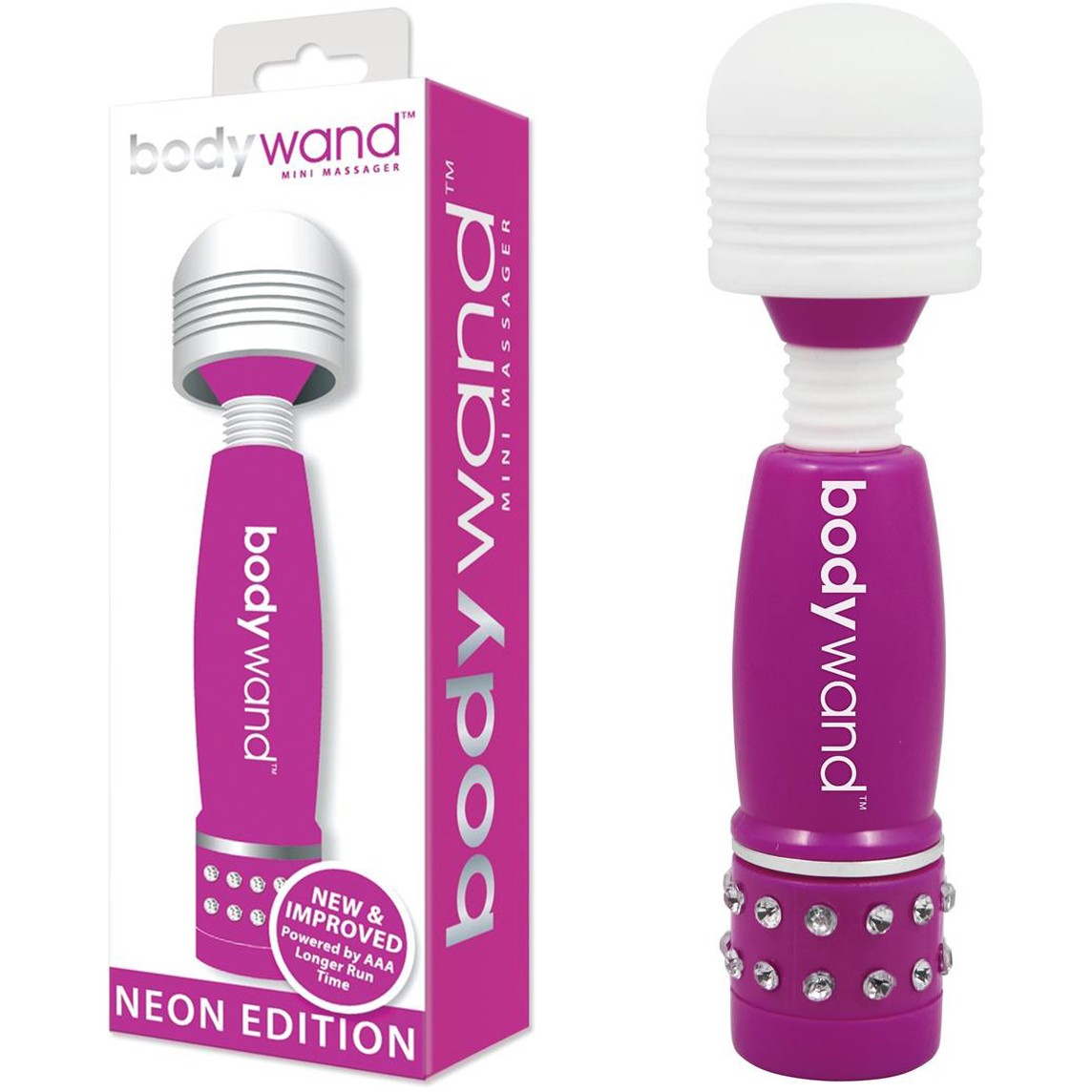 Мини-ванд с кристаллами «Neon Edition», цвет фиолетовый, BodyWand BW118, длина 11 см.