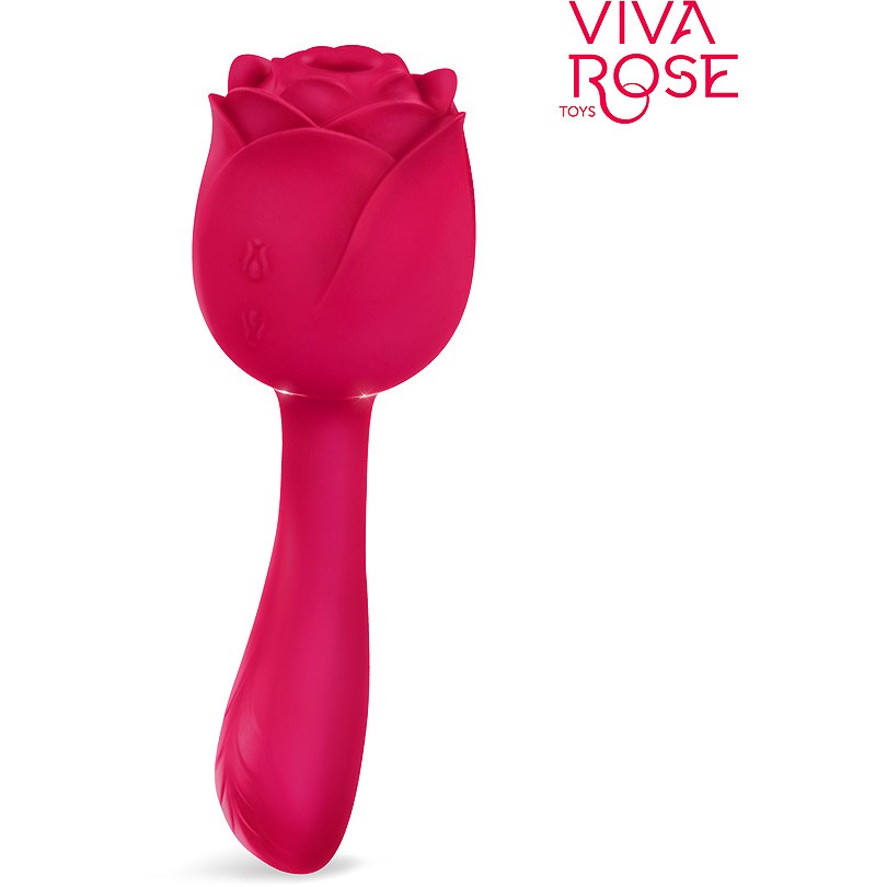 Вибромассажер «Viva Rose Toys» с вакуумной стимуляцией клитора, цвет малиновый, Viva Rose Toys RT-34010, длина 19.5 см.