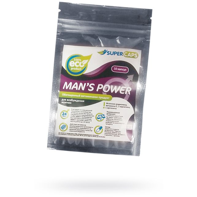 Капсулы Mans Power+Lcamitin, возбуждающее средство, 10 штук, 48