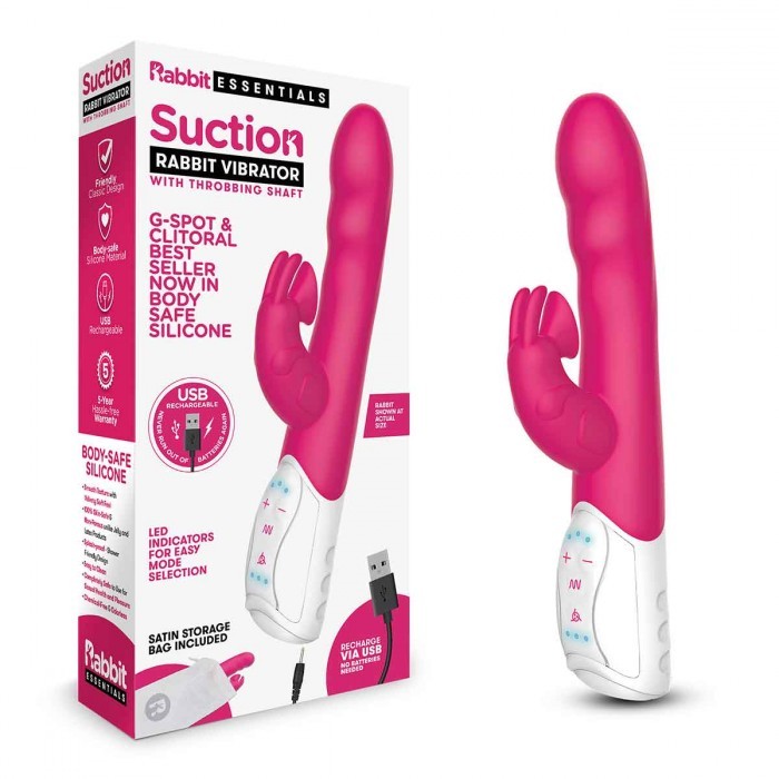 Вибромассажер «Clitoral Suction» с клиторальной стимуляцией, цвет розовый, Rabbit Essentials RR-011-PNK