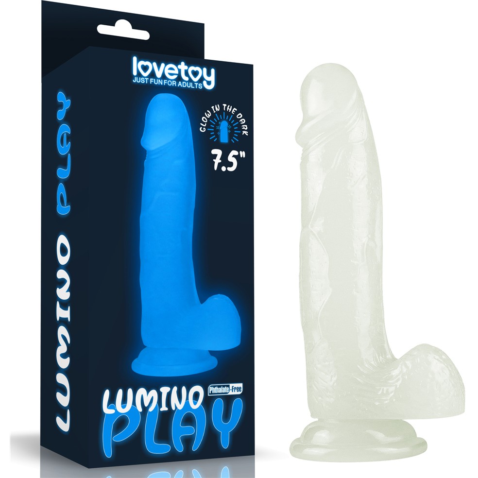 Светящийся в темноте фаллоимитатор «Lumino Play Dildo 7.5&8243» на присоске, 19 см, LoveToy LV319020, длина 19 см.