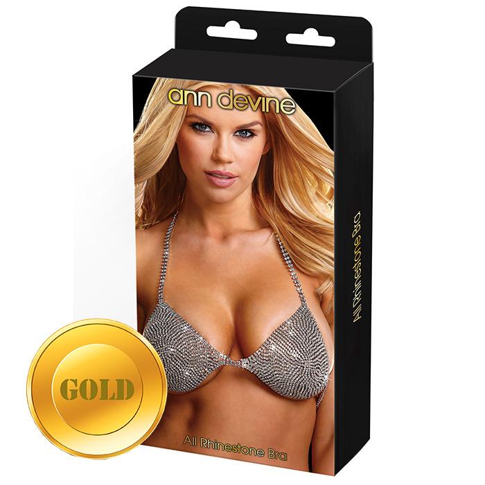 Золотистый бюстгальтер «All Rhinestone Bra» из кристаллов, 70-80 B/C, Ann Devine DIA-17-GLD, B (S-L)