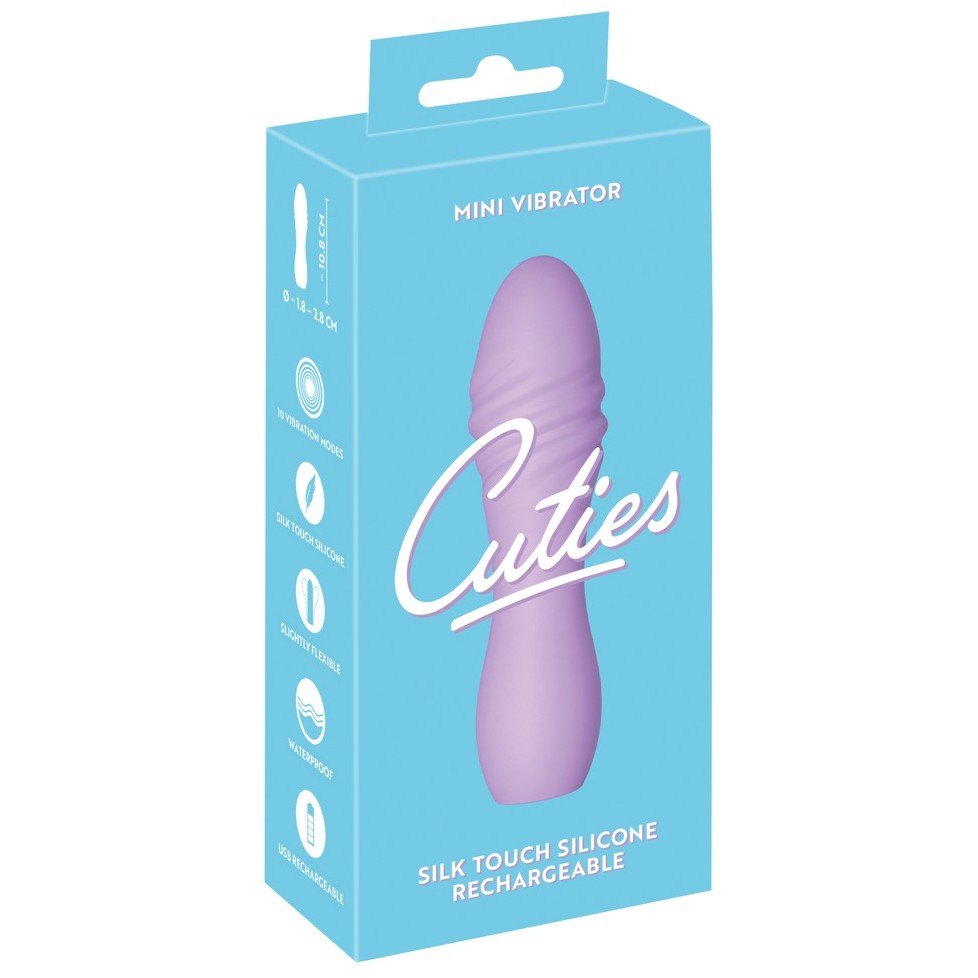 Мини-вибратор «Cuties» с рельефом, цвет фиолетовый, 5542350000, длина 14 см.