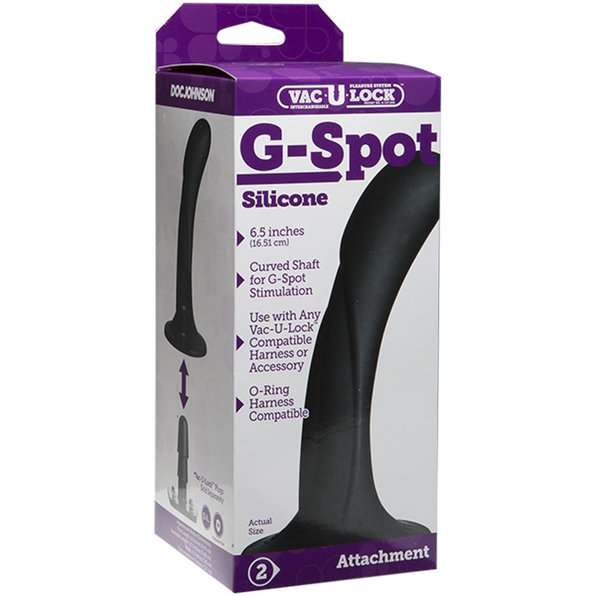 Насадка «Vac-U-Lock G-Spot» для стимуляции зоны G, цвет черный, Doc Johnson 1015-45 BX DJ, длина 16.5 см.