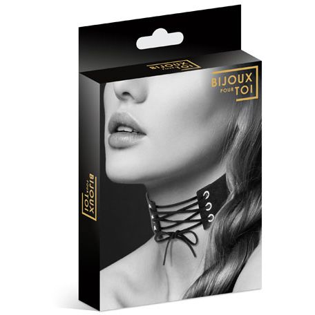 Чокер с шнуровкой «Choker Lacet Noir» от компании Bijoux Indiscrets, цвет черный, размер OS, 6060020010, длина 30 см.