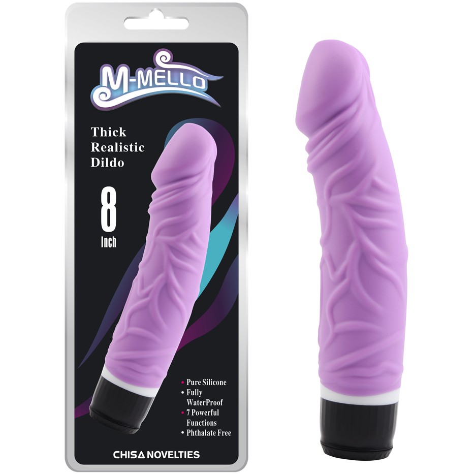 Вибратор «Thick Realistic Dilio Purple», цвет фиолетовый, с рельефным рисунком, CN-101834621, длина 19.5 см.