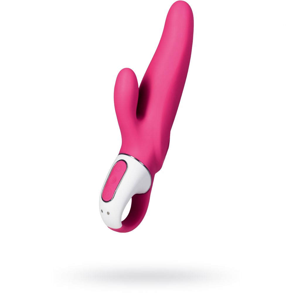 Женский вибратор с клиторальным стимулятором «Vibes Mr. Rabbit», цвет красный, Satisfyer EE73-867-1017, длина 22.1 см.