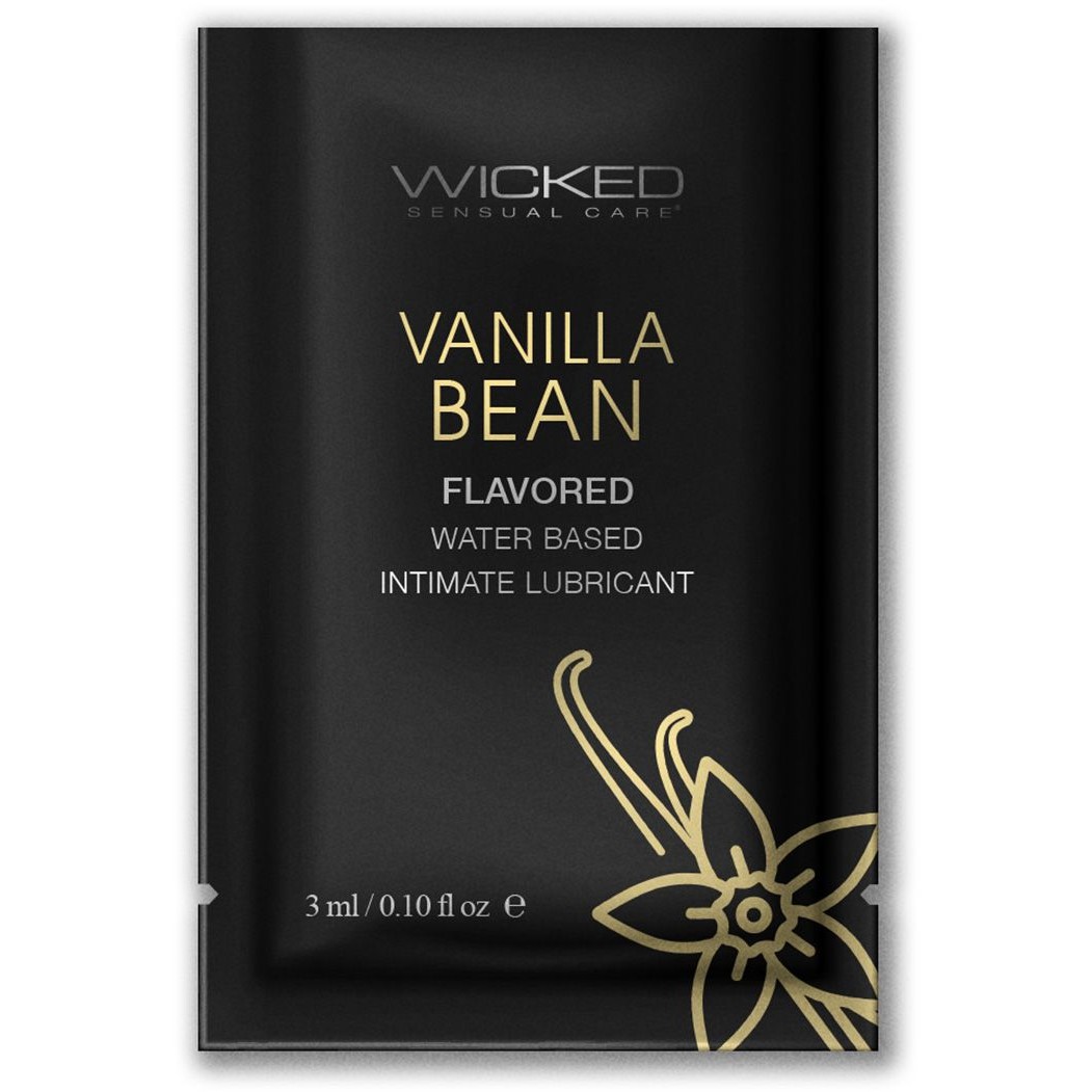 Сладкий лубрикант на водной основе со вкусом ванильных бобов «Wicked Aqua Vanilla Bean», 3 мл, SAM90330, 3 мл.