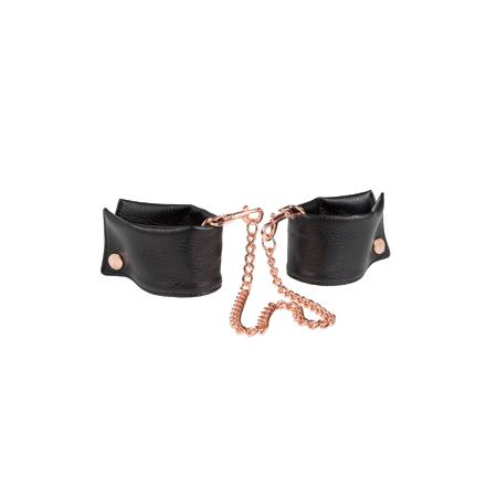 Черные мягкие наручники с цепью «Entice French Cuffs», искусственная кожа, California Exotic Novelties SE-2720-50-3, длина 21.5 см.