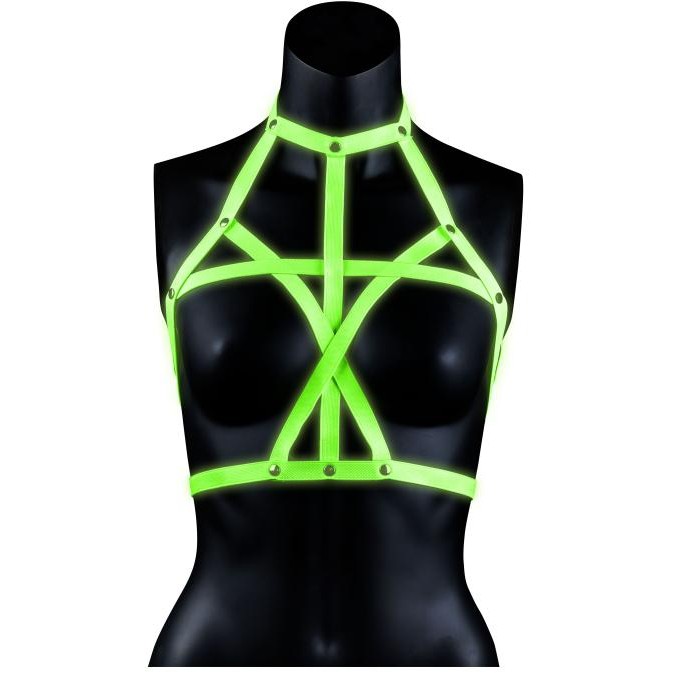 Неоновая портупея Bra Harness - Glow in the Dark, размер L/XL, Shots Media OU742GLOLXL