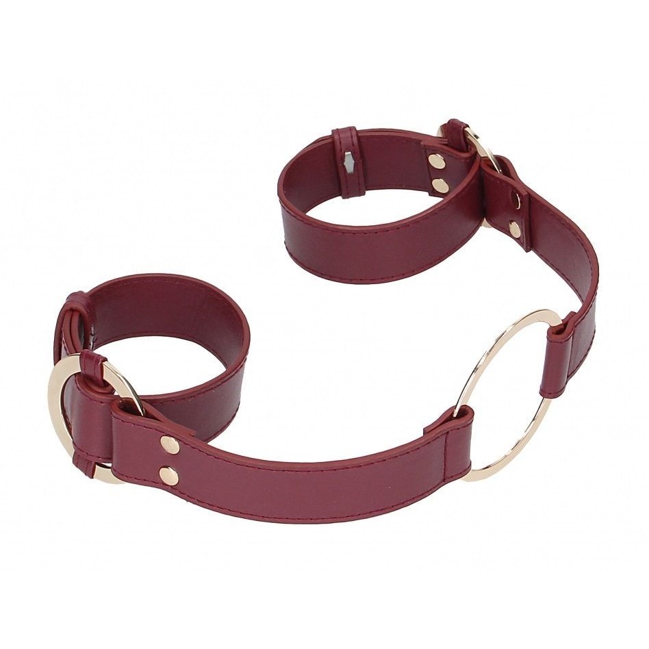 Оковы на руки «Handcuff With Connector Burgundy», бордовый, Shots Media OU582BUR, 2 м.