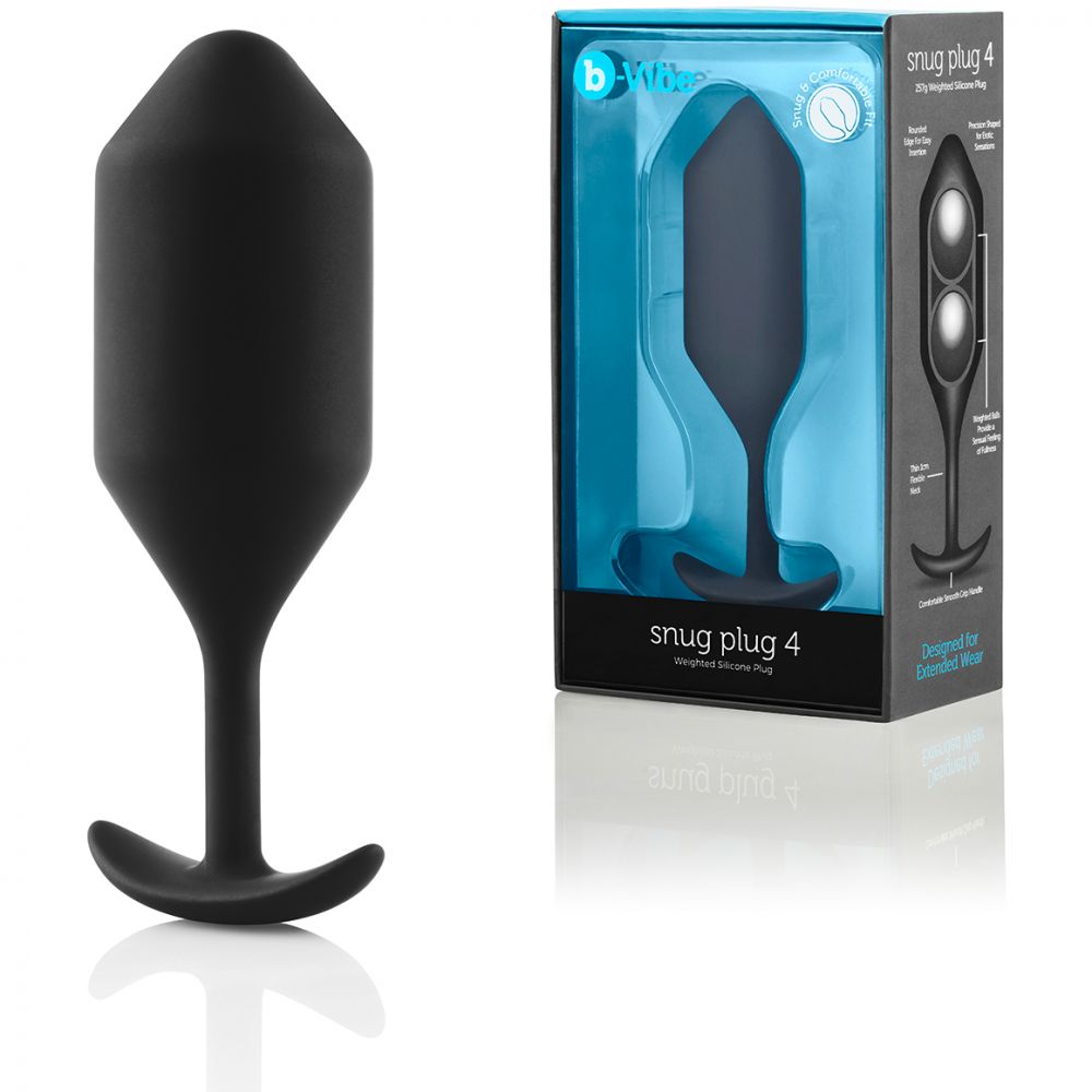 Профессиональная пробка для ношения «B-vibe Snug Plug 4», цвет черный, BV-010-BLK, длина 13 см.