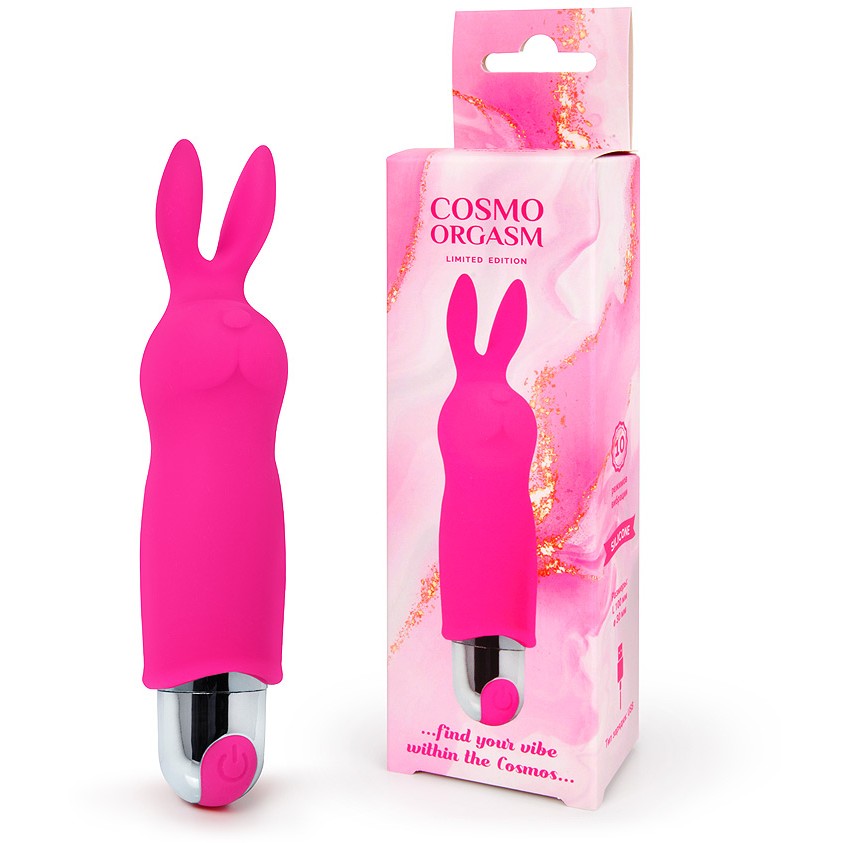 Розовый вибромассажер «Cosmo Orgasm» в форме зайчика, Bior Toys CSM-23165, длина 12.5 см.