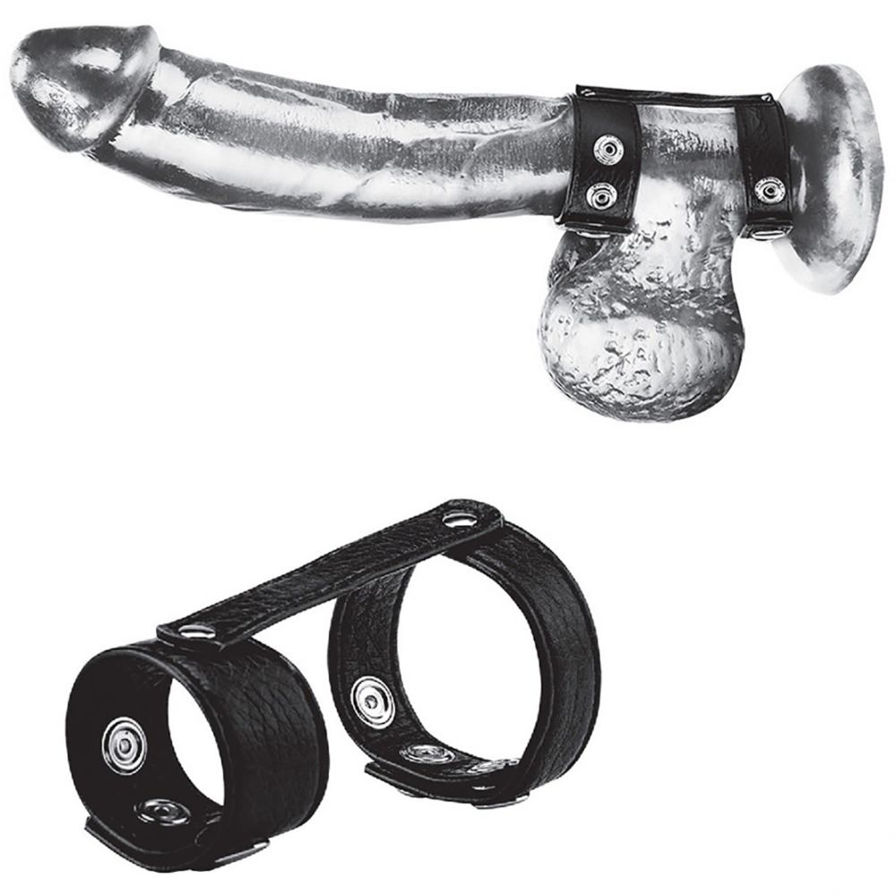 Кольцо на пенис «Duo Snap Cock And Ball Ring», цвет черный, BlueLine BLM3047