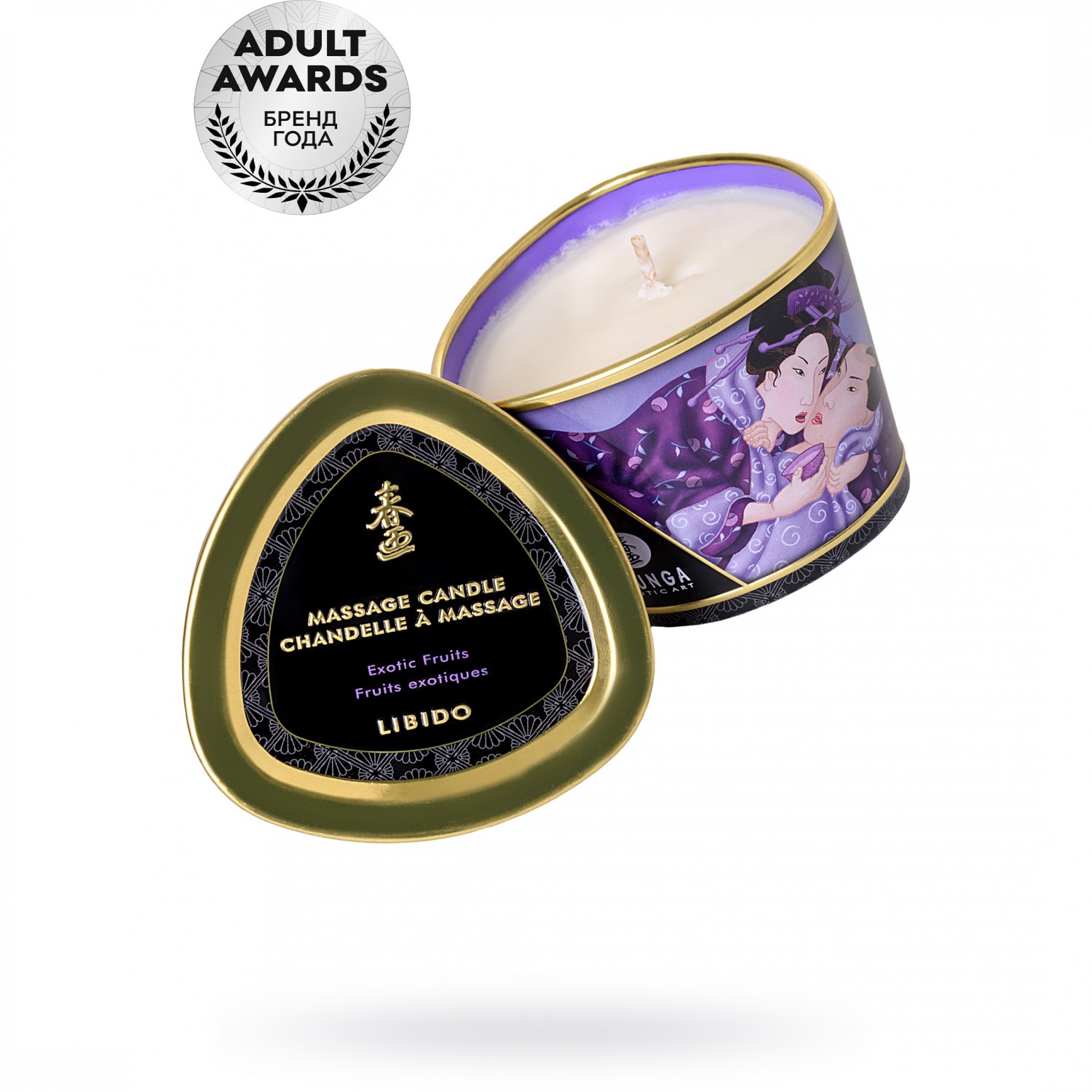 Массажная свеча с фруктовым ароматом «Massage Candle Exotic Fruits», 170 мл, Shunga DEL3013, 170 мл.