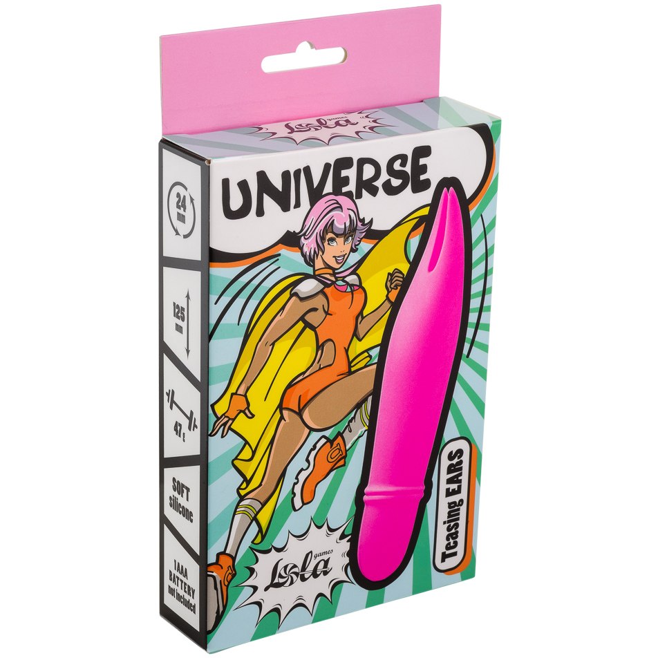 Силиконовый мини-вибратор с усиками Universe «Teasing Ears Pink», цвет розовый, Lola Toys 9503-03lola, длина 7.5 см.