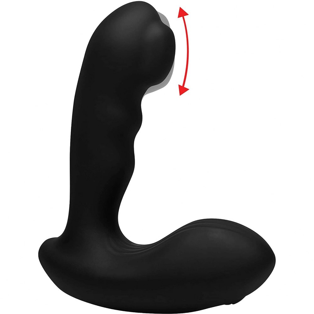 Стимулятор простаты с двигающейся массажной бусиной «Alpha-Pro P-Milker Silicone Prostate Stimulator with Milking Bead» на пульте ДУ, цвет черный, XR Brands XRAG151, длина 11.9 см.