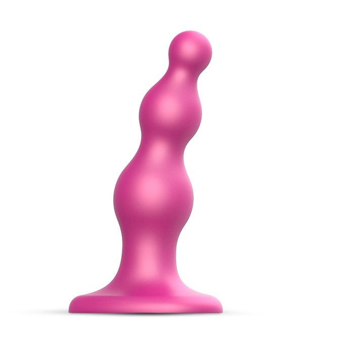 Фаллоимитатор из жидкого силикона «Dildo Plug Beads L», розовый, Strap-On-Me 6016596, длина 14.8 см.