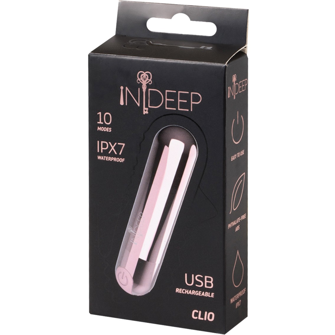 Перезаряжаемая вибропуля «Indeep Clio Pink», нежно розового оттенка, 7705-01indeep, длина 7.6 см.