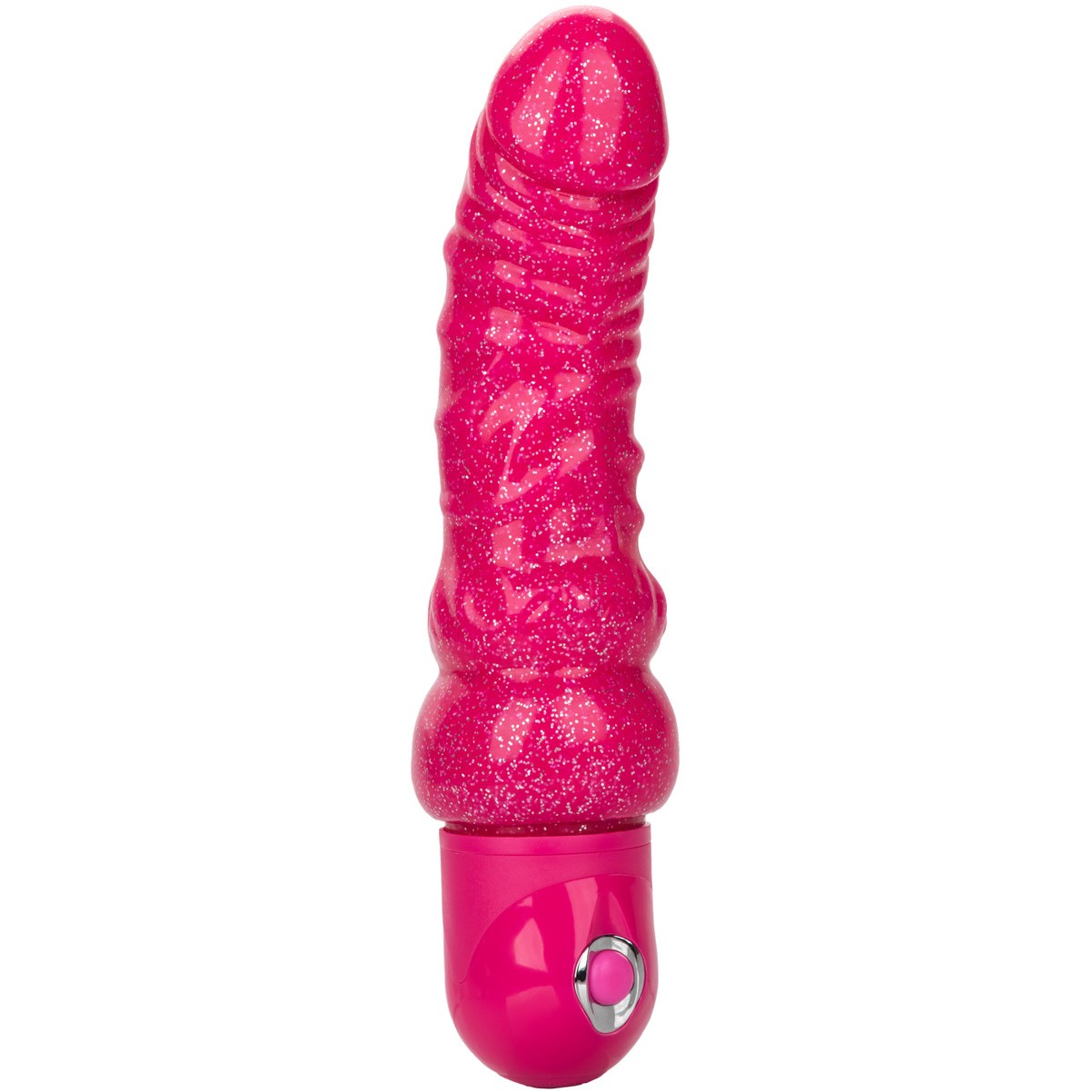 Гибкий вибромассажер для вагинальной стимуляции «Naughty Bits Lady Boner Bendable Personal Vibrator» с венами на стволе, цвет розовый, California Exotic Novelties SE-4410-65-3, длина 16 см.