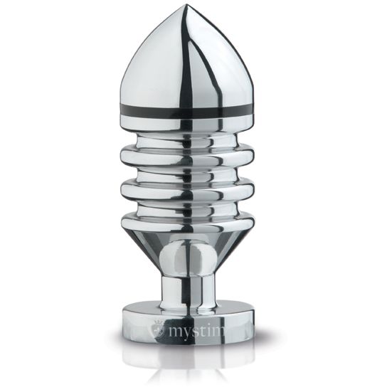 Металлическая анальная пробка «Hector Helix Buttplug» для электростимуляции, цвет серебристый, Mystim E26782, длина 10 см.