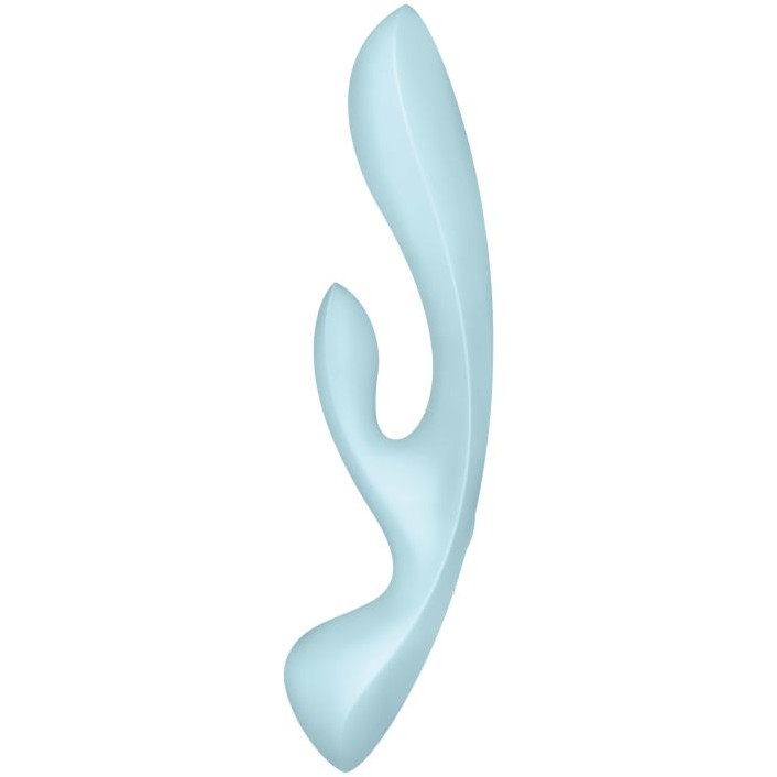 Гибкий вибратор-кролик «Triple Oh light blue», цвет голубой, Satisfyer 4018225, длина 23.8 см.