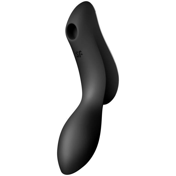 Вакуумно-клиторальный вибромассажер «Curvy Trinity 2», черный, Satisfyer 4036519BLK, длина 17.4 см.