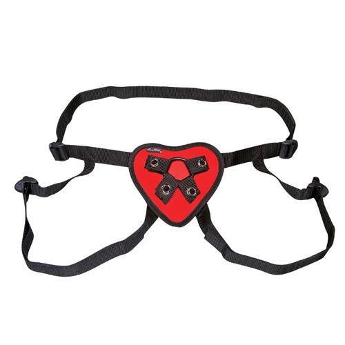 Красные трусики-сердечко для страпона «Red Heart Strap-On Harness», LF1361-RED, One Size (Р 42-48)