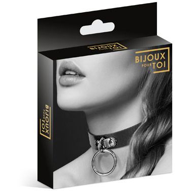 Чокер с кольцом «Collier Fetish Noir» от компании Bijoux Indiscrets, цвет черный, размер OS, 6060010010, длина 41 см.