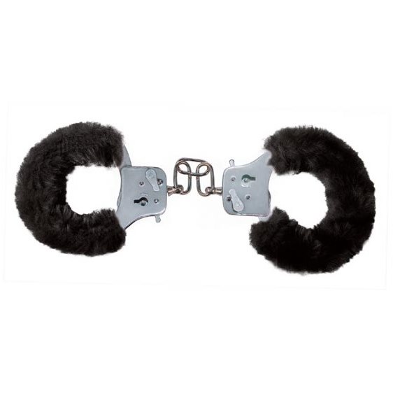 Наручники «Furry Fun Cuffs Black» с мехом от ToyJoy, цвет черный, 3006009505