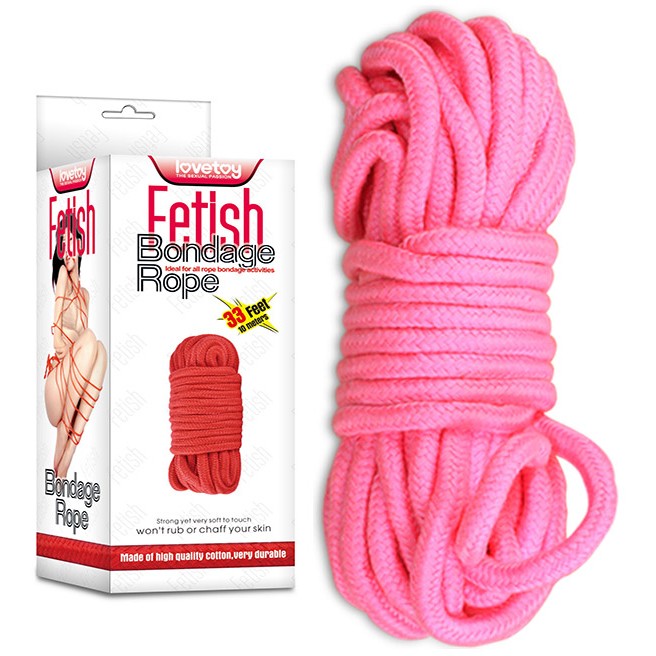 Веревка для любовных игр «Fetish Bondage Rope», длина 10 м., розовая, LoveToy FT-001A-03, 10 м.