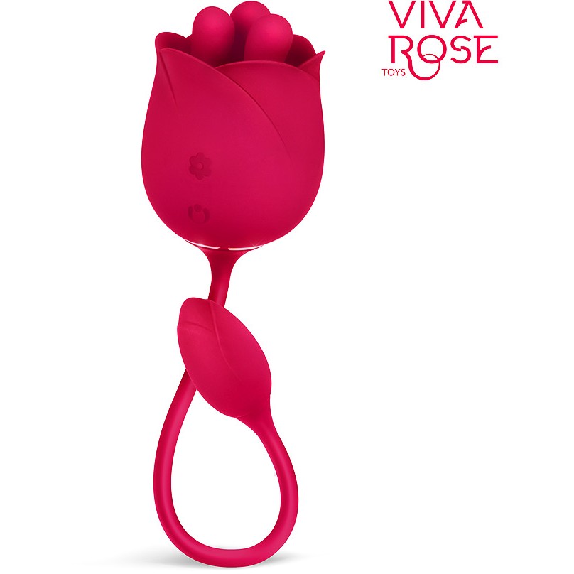 Вибромассажер с вращением, цвет красный, материал силикон, Viva Rose Toys RT-34007, длина 33 см.