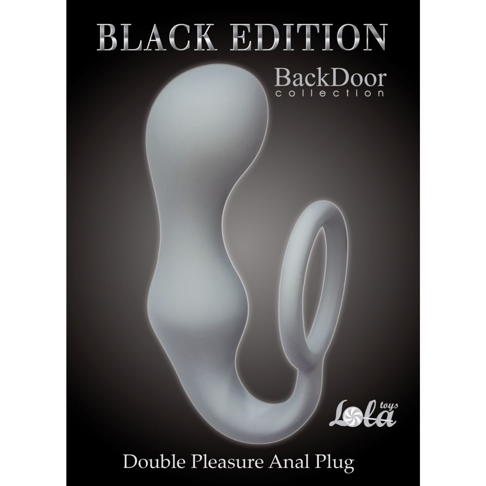 Эрекционное кольцо с анальной пробкой «Double Pleasure Anal Plug Grey», цвет серый, 4217-02Lola, длина 18 см.