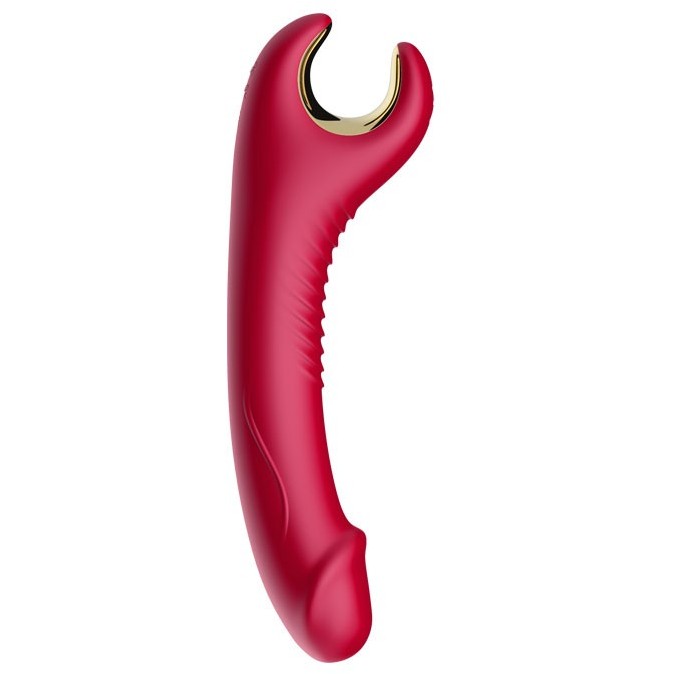 Оригинальный вибромассажер «Vibrator» с ротацией, цвет бордовый, Silicone Toys USK-V21 PRINCE, длина 20 см.