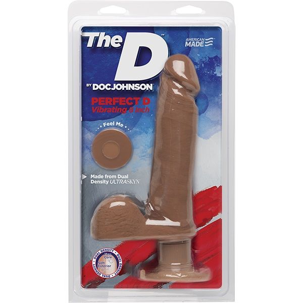 The D «Perfect D Vibrating 8 - Caramel» вибромассажер-реалистик со встроенным мотором на присоске, 1701-05 CD DJ, длина 20.32 см.