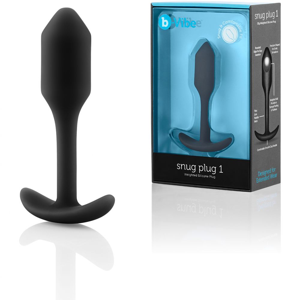 Профессиональная пробка для ношения «B-vibe Snug Plug 1», цвет черный, BV-007-BLK, длина 8 см.